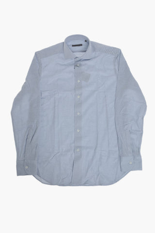 Camicia in Cotone a Motivo Honeycomb con Collo Francese