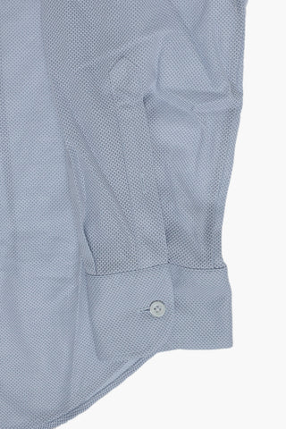Camicia in Cotone a Motivo Honeycomb con Collo Francese