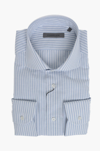 Awning-Striped Cotton Shirt with French Collar