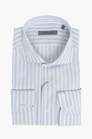 Camicia in Cotone a Righe con Collo Francese