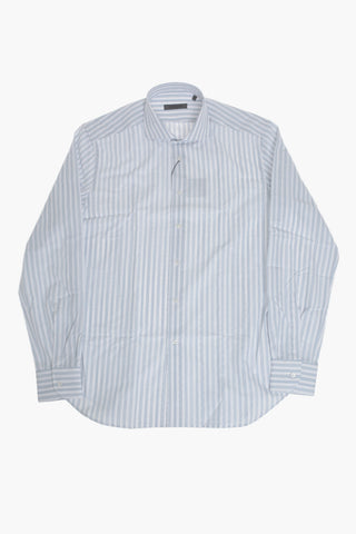 Camicia in Cotone a Righe con Collo Francese