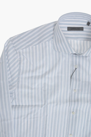 Camicia in Cotone a Righe con Collo Francese
