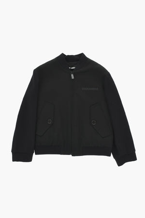 Fabric Bomber with Ribbed Sleeves