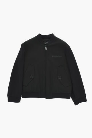Fabric Bomber with Ribbed Sleeves