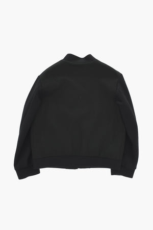 Fabric Bomber with Ribbed Sleeves