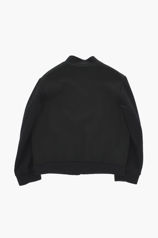 Fabric Bomber with Ribbed Sleeves