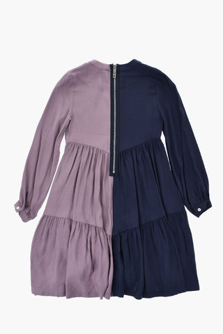Two-Tone Dress with Flounce at Hem