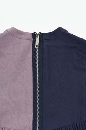 Two-Tone Dress with Flounce at Hem