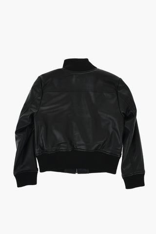 Bomberjacke aus veganem Leder uni