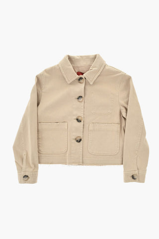 Leichte Baumwolljacke In Uni Mit Frontknopfleiste