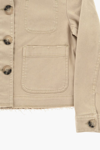 Leichte Baumwolljacke In Uni Mit Frontknopfleiste