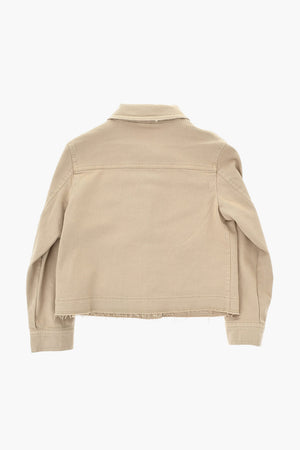 Leichte Baumwolljacke In Uni Mit Frontknopfleiste