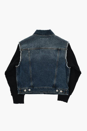 MM6 Giubbotto in Denim con Maniche in Felpa