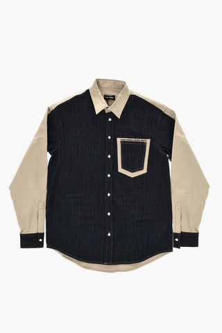 Dark-Wash Denim Shirt with Contrasting Back
