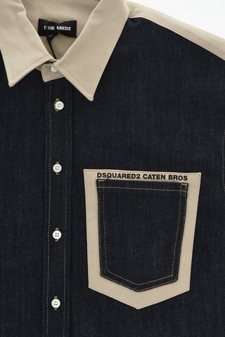 Hemd aus dunkel gewaschenem Denim mit kontrastierendem Rückenteil