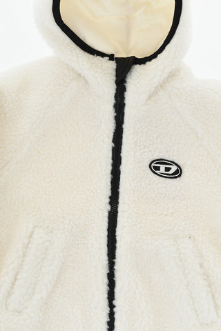 Sherpa-Jacke mit Kapuze und Frontreißverschluss