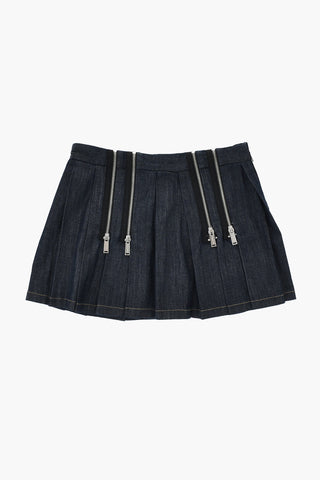 Rock aus dunkel gewaschenem Denim mit aufklappbaren Abnähern