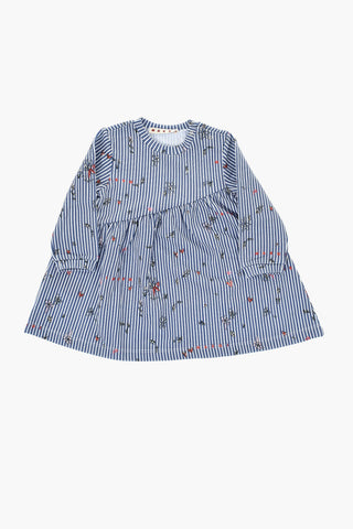 Cotton Flared Dress with Striped Pattern