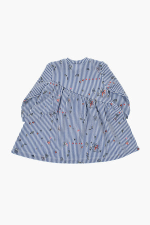 Cotton Flared Dress with Striped Pattern