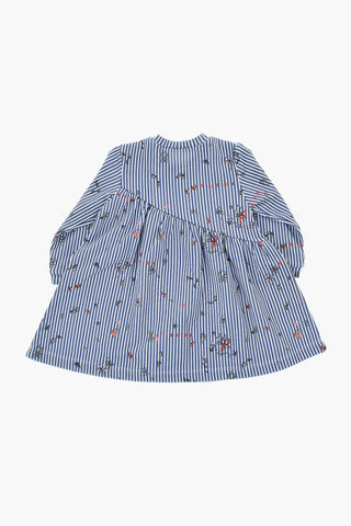 Cotton Flared Dress with Striped Pattern