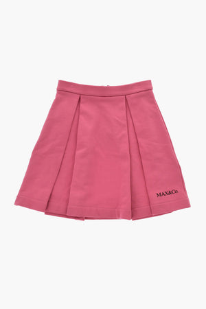 Flared Solid-Color Skirt with Embossed Logo