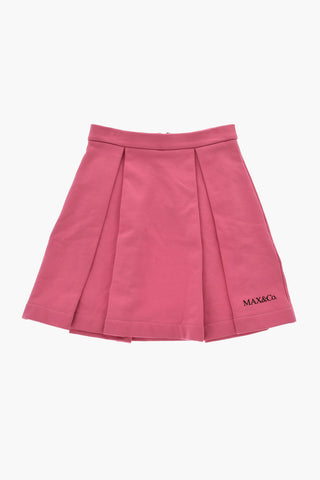 Flared Solid-Color Skirt with Embossed Logo