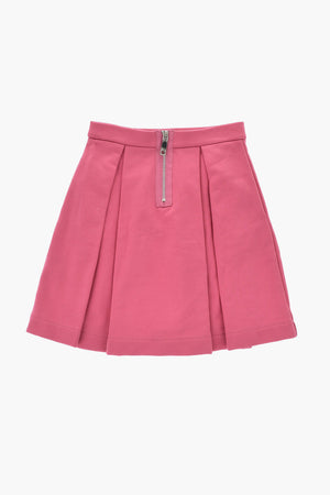 Flared Solid-Color Skirt with Embossed Logo