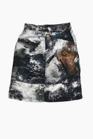 Patterned Fabric Cargo Skirt with Front Zip