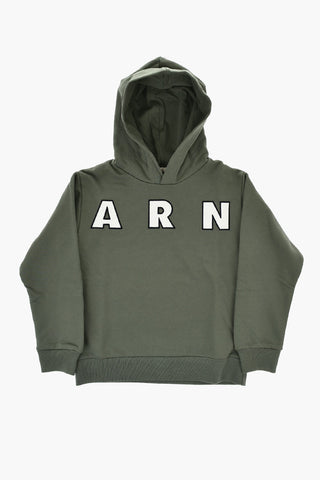 Felpa Hoodie in Cotone Garzato con Logo Frontale