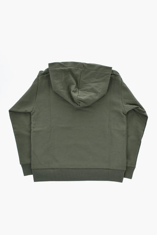 Felpa Hoodie in Cotone Garzato con Logo Frontale