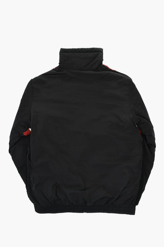 Nylonjacke mit Frontpaneel aus Teddy-Effekt-Fleece und Oval D-Logo