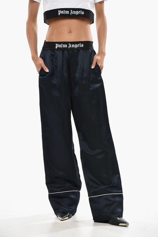 Satin Pajama Pants With Branded Elastic Waistband