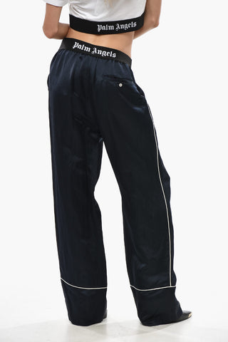 Satin Pajama Pants With Branded Elastic Waistband