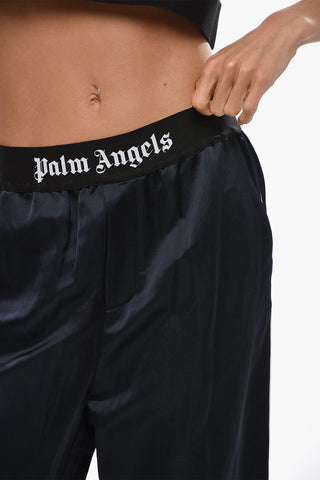 Satin Pajama Pants With Branded Elastic Waistband