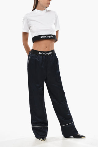 Satin Pajama Pants With Branded Elastic Waistband
