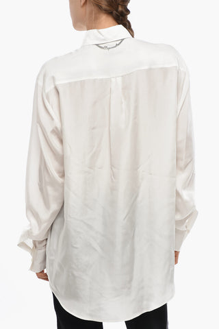 Camicia Tuxedo in Seta con Logo in Lettering