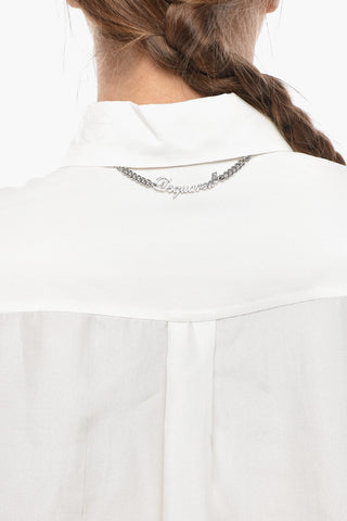 Camicia Tuxedo in Seta con Logo in Lettering