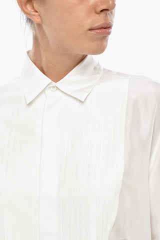 Camicia Tuxedo in Seta con Logo in Lettering