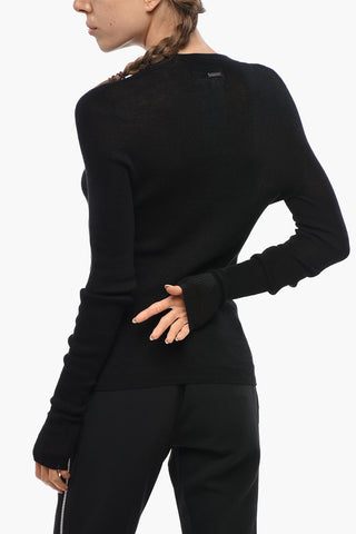Solid-Color Cardigan With V-Neck