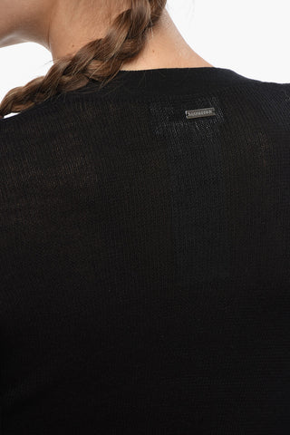 Solid-Color Cardigan With V-Neck