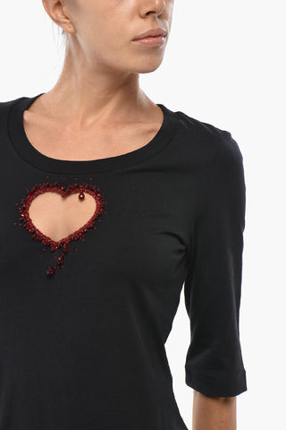 Short-Sleeve Dress With Heart Detail