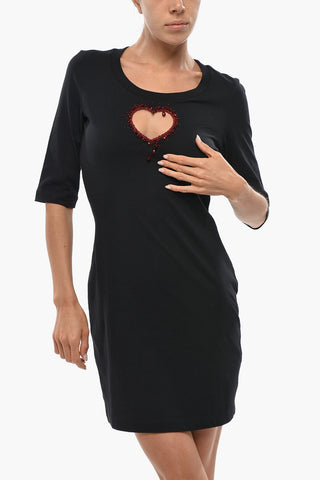 Short-Sleeve Dress With Heart Detail