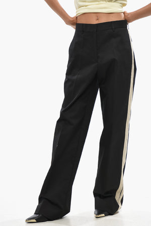 Cotton-Blend Straight-Leg Trousers With Contrast Band