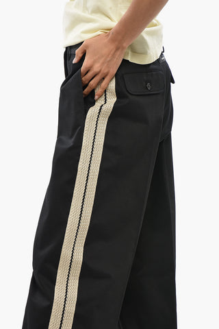 Cotton-Blend Straight-Leg Trousers With Contrast Band