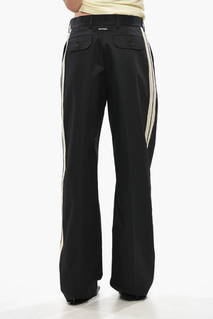 Cotton-Blend Straight-Leg Trousers With Contrast Band
