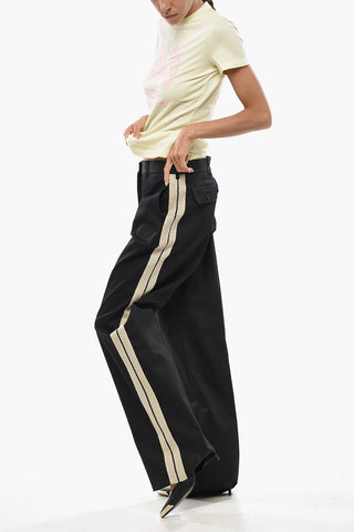 Cotton-Blend Straight-Leg Trousers With Contrast Band