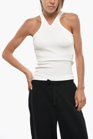 Rippen-Tanktop Aus Baumwolle Mit Reißverschlussdetail