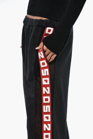 Cotton-Blend Joggers With Mesh Inserts And Logo Band