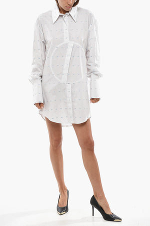 Popeline-Bluse mit Hairline-Muster LOGO CIRCLE