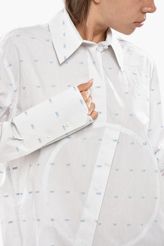 Popeline-Bluse mit Hairline-Muster LOGO CIRCLE